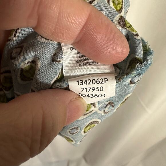 J.Jill‎ Women's Blouse Blue Green Retro Geo Print Short Sleeve Pullover M Petite - Picture 7 of 9